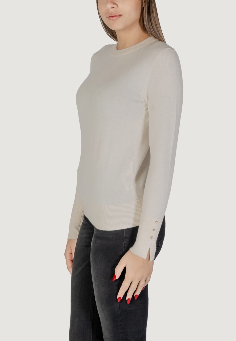 Maglia Jacqueline de Yong Jdymalou L/S O-Neck Button Knt Panna - Foto 2