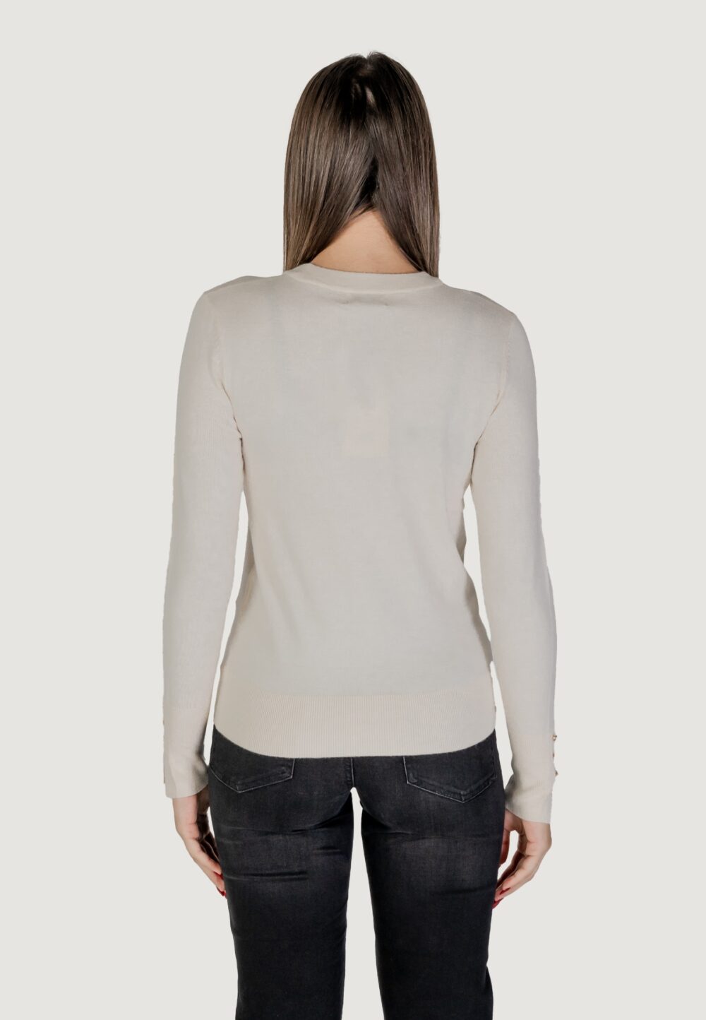 Maglia Jacqueline de Yong Jdymalou L/S O-Neck Button Knt Panna - Foto 4