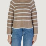 Maglia Vila Clothes VICASIA L/S STRIPED SHORT KNIT TOP/PB Beige - Foto 1