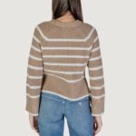 Maglia Vila Clothes VICASIA L/S STRIPED SHORT KNIT TOP/PB Beige - Foto 4