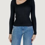 Maglia Vila Clothes VINELLY L/S NECK DETAIL KNIT TOP/PB Nero - Foto 1