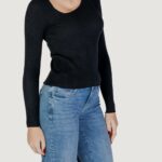 Maglia Vila Clothes VINELLY L/S NECK DETAIL KNIT TOP/PB Nero - Foto 3