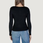 Maglia Vila Clothes VINELLY L/S NECK DETAIL KNIT TOP/PB Nero - Foto 4