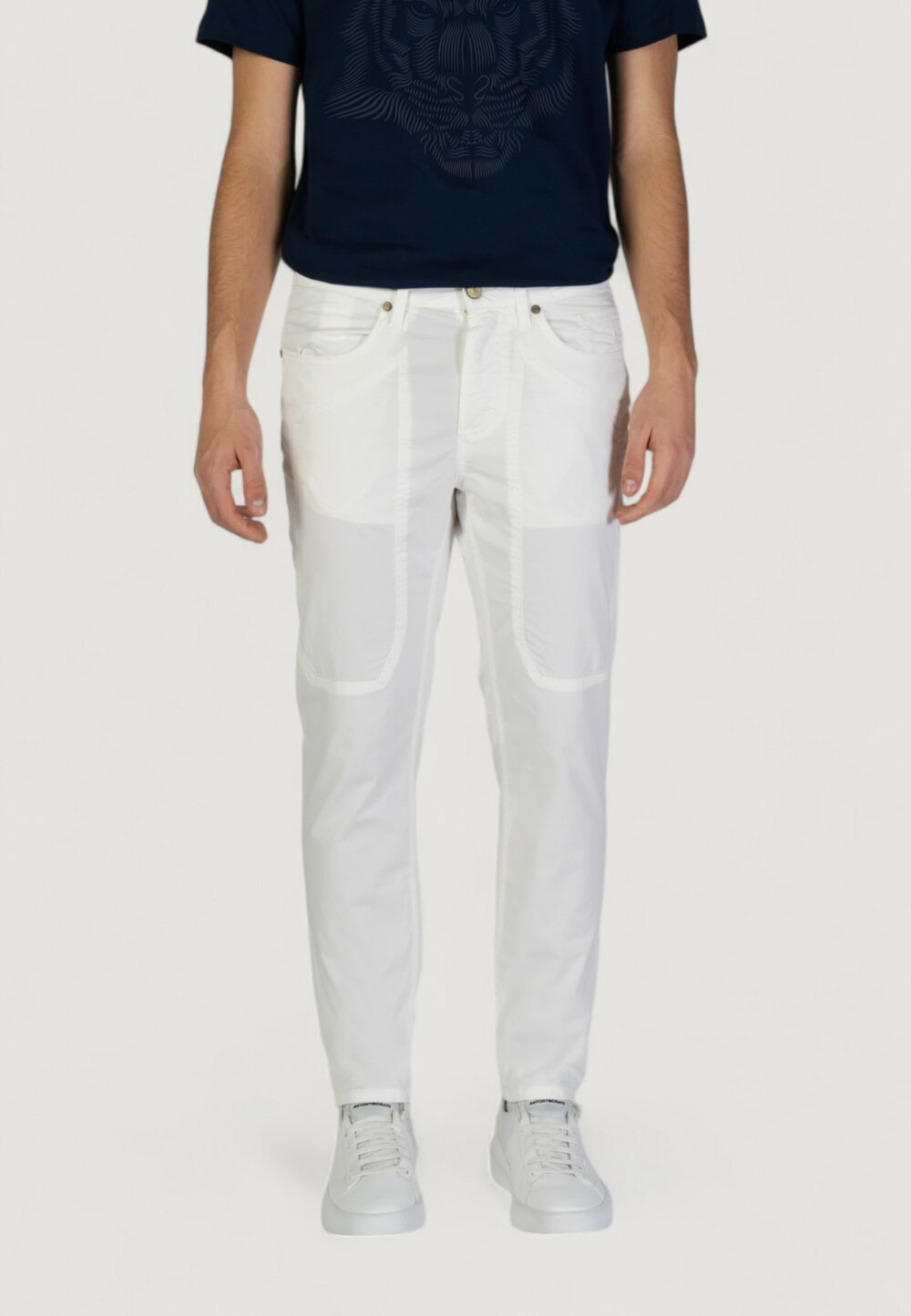 Pantaloni slim Jeckerson JOHN 5 TASCHE TOPPA Bianco - Foto 3