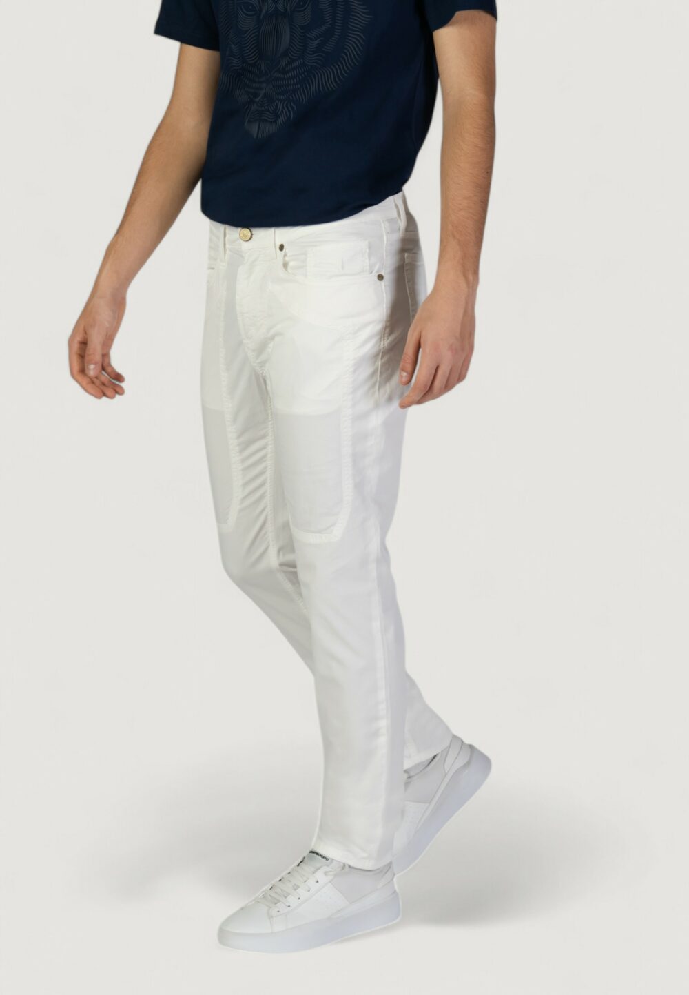 Pantaloni slim Jeckerson JOHN 5 TASCHE TOPPA Bianco - Foto 1