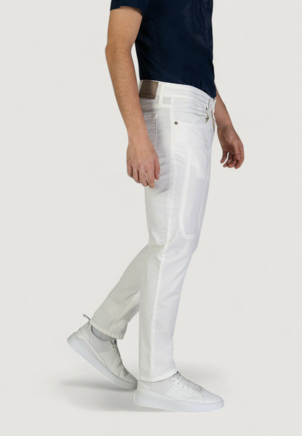 Pantaloni slim Jeckerson JOHN 5 TASCHE TOPPA Bianco - Foto 2