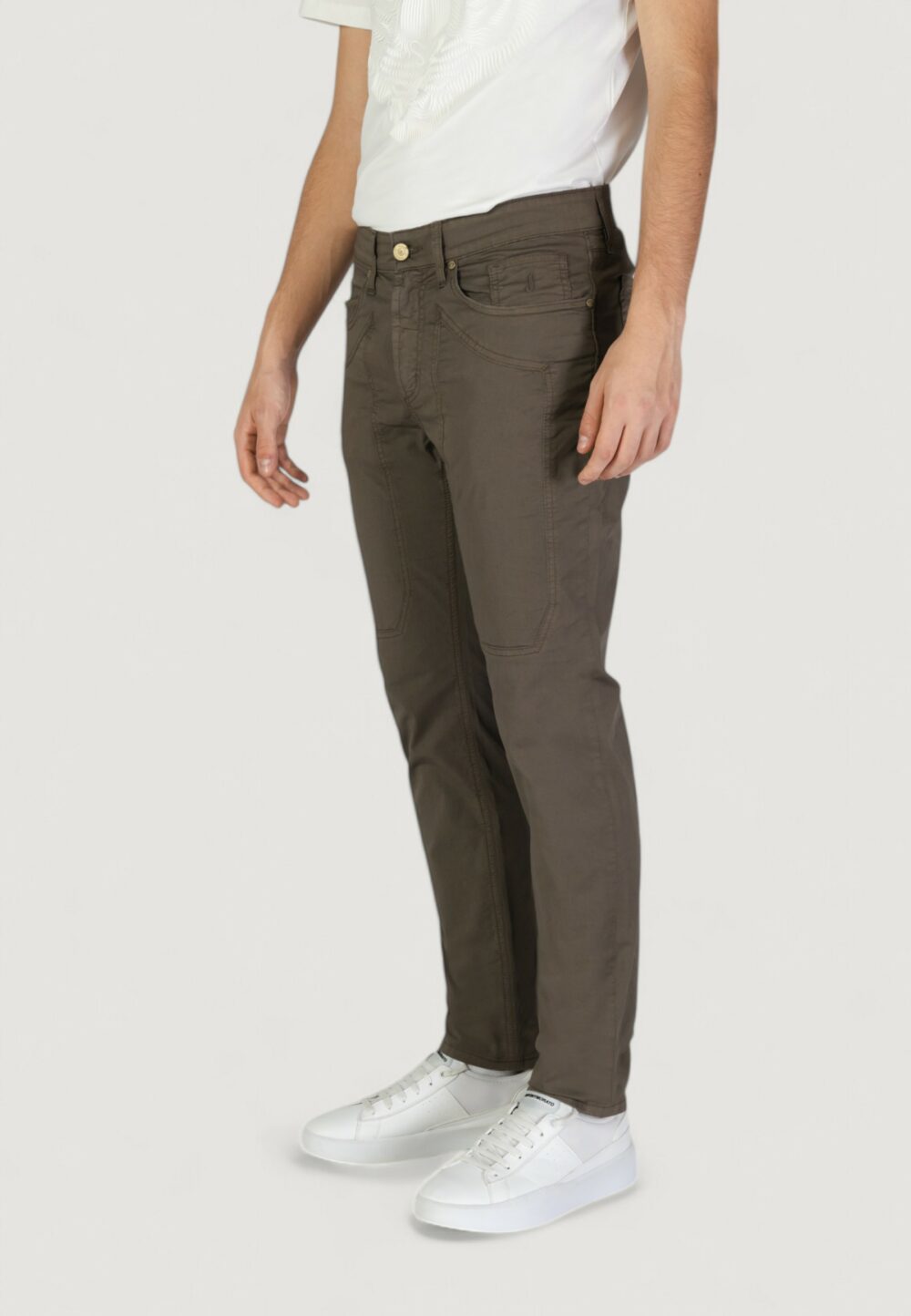 Pantaloni slim Jeckerson JOHN 5 TASCHE TOPPA Cioccolato - Foto 2