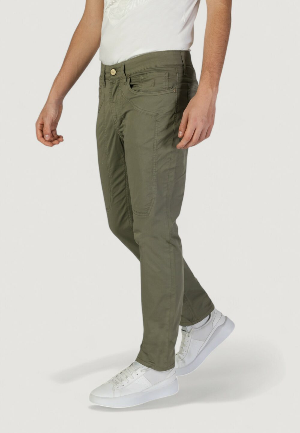 Pantaloni slim Jeckerson JOHN 5 TASCHE TOPPA VERDE SALVIA - Foto 2