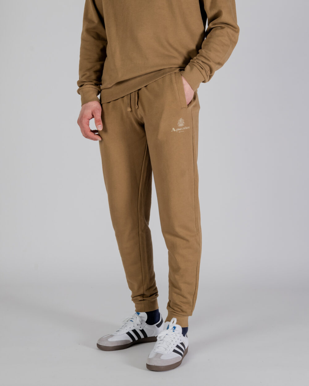 Pantaloni sportivi Aquascutum ACTIVE SMALL LOGO TRACK PANTS Beige scuro - Foto 1