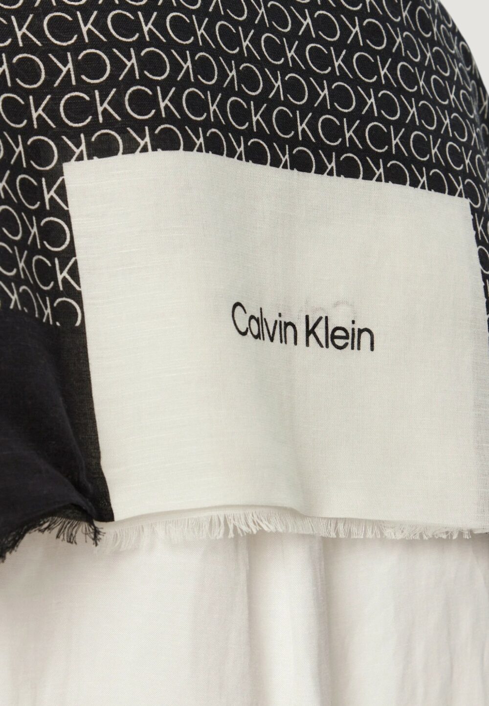 Pashmina Calvin Klein GEO MINIMAL LOGO LINEN STOLE Nero - Foto 4