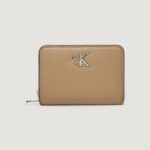 Portafoglio piccolo Calvin Klein MINIMAL MONOGRAM MED ZIP AROUND Beige - Foto 1