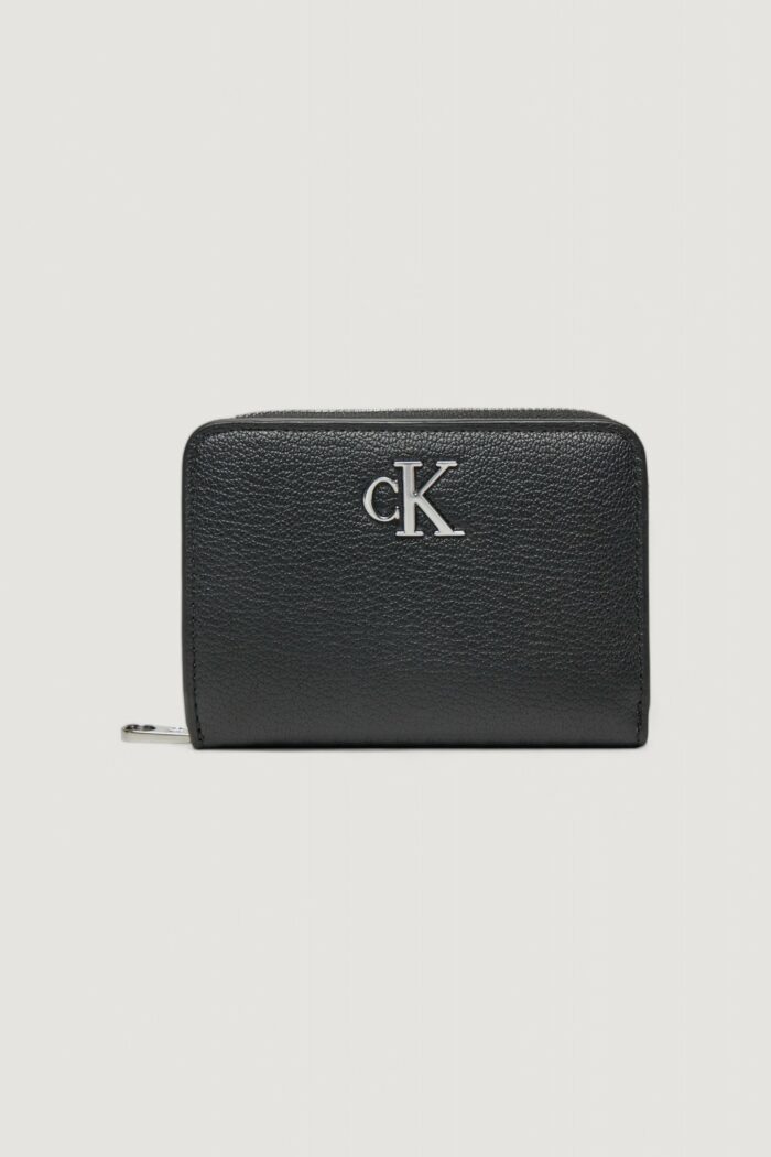 Portafoglio piccolo Calvin Klein MINIMAL MONOGRAM MED ZIP AROUND Nero