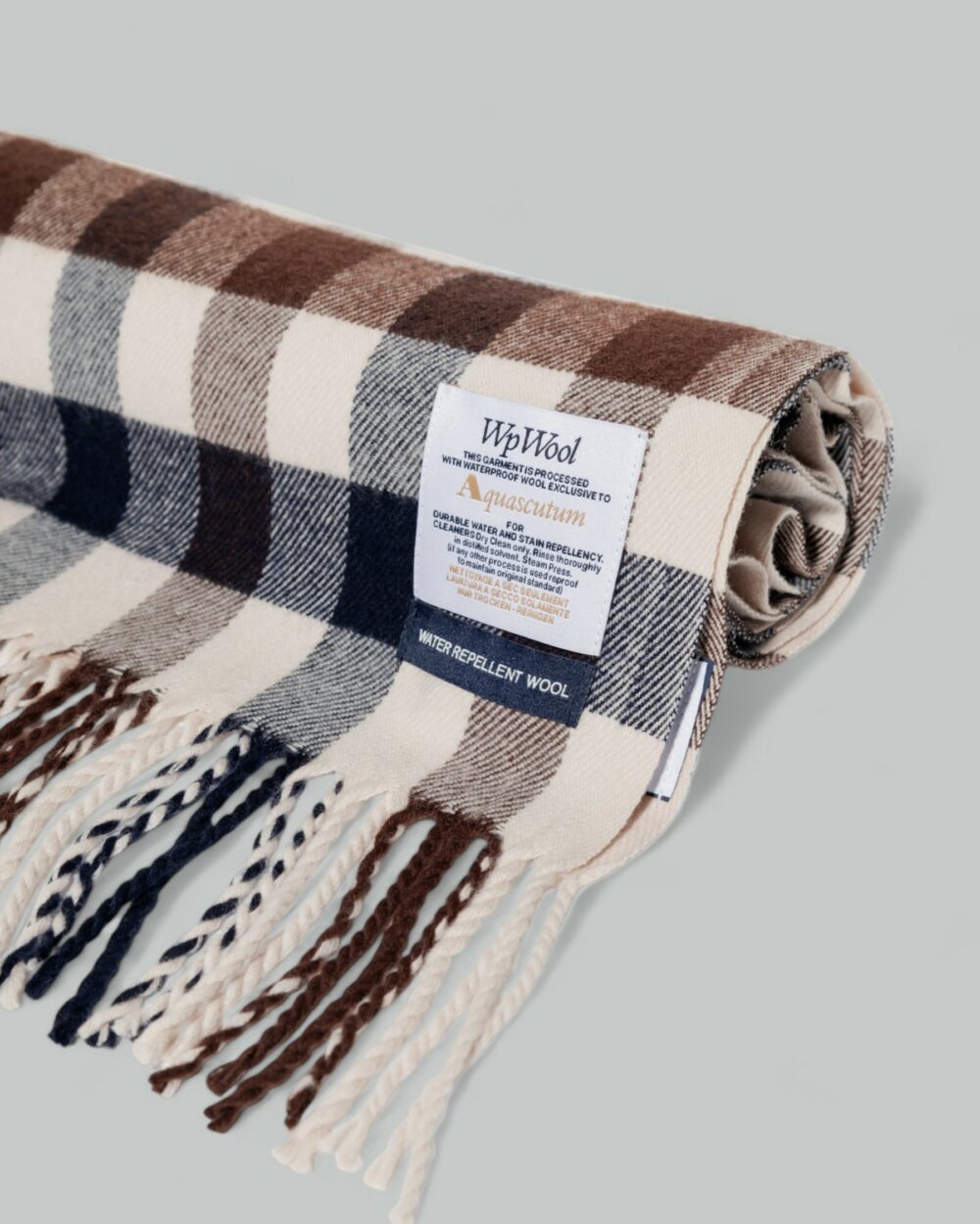 Sciarpa Aquascutum CLUB CHECK SCARF MACRO Beige - Foto 2