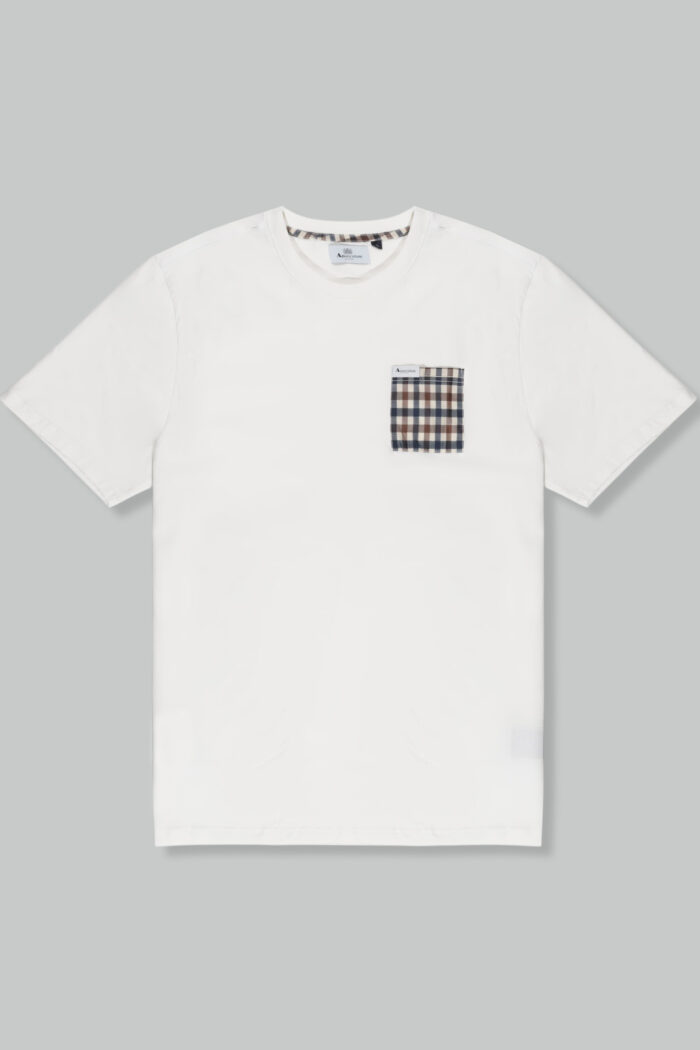 T-shirt Aquascutum ACTIVE CLUB CHECK POCKET T-SHIRT Bianco