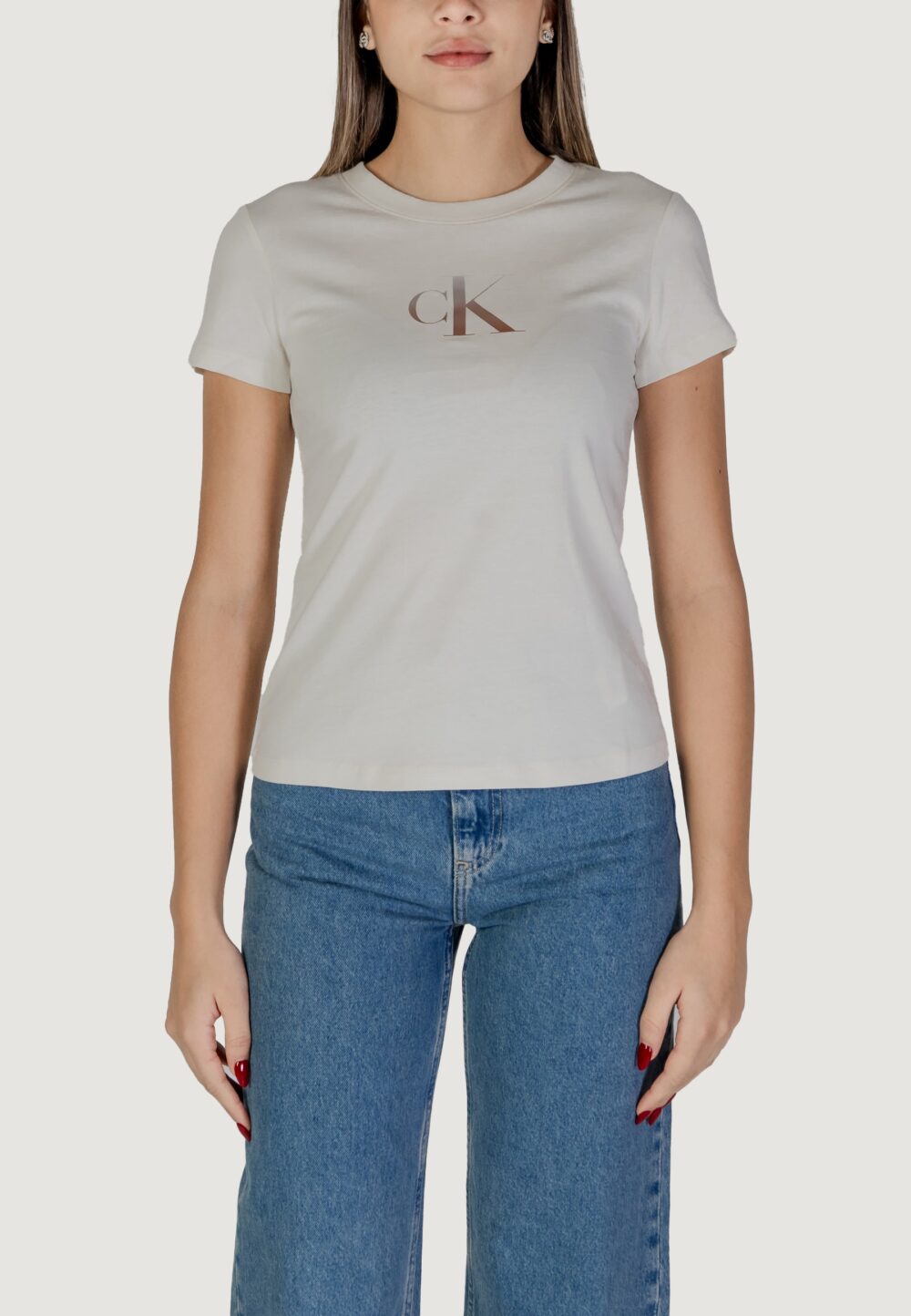 T-shirt Calvin Klein Jeans GRADIENT CK TEE Beige - Foto 1