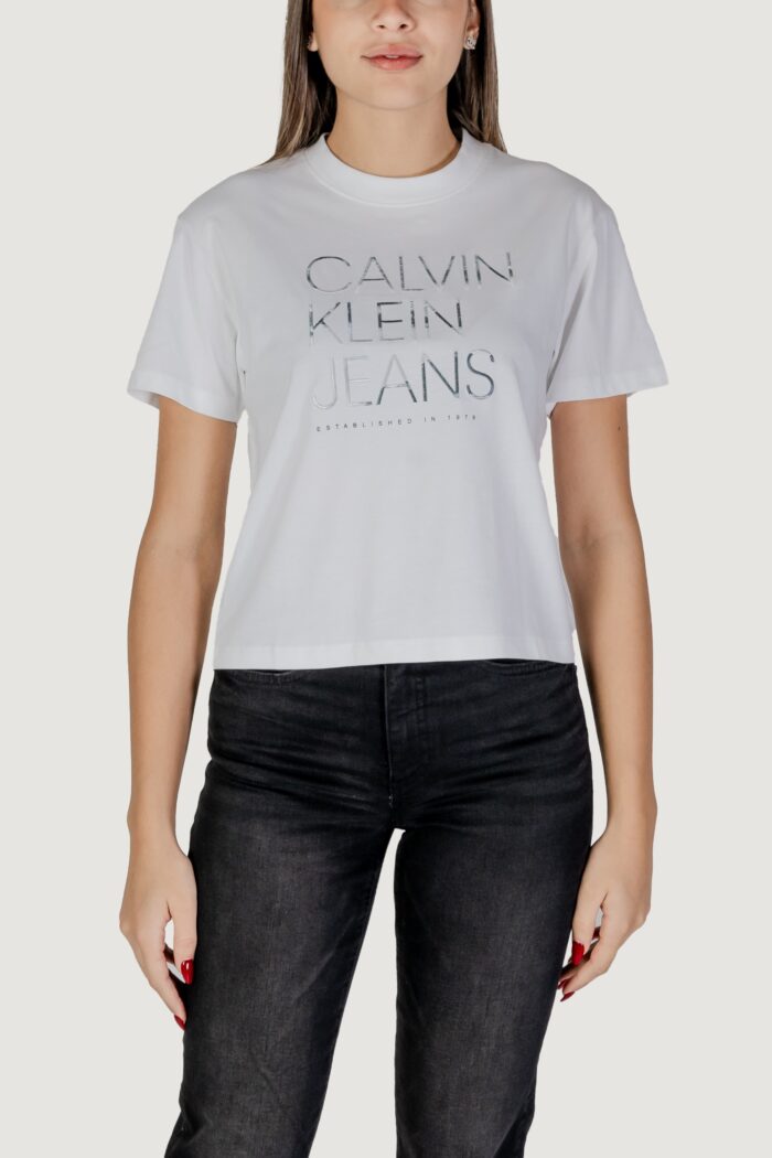 T-shirt Calvin Klein EMBROIDERED INSTITUTIONAL Bianco