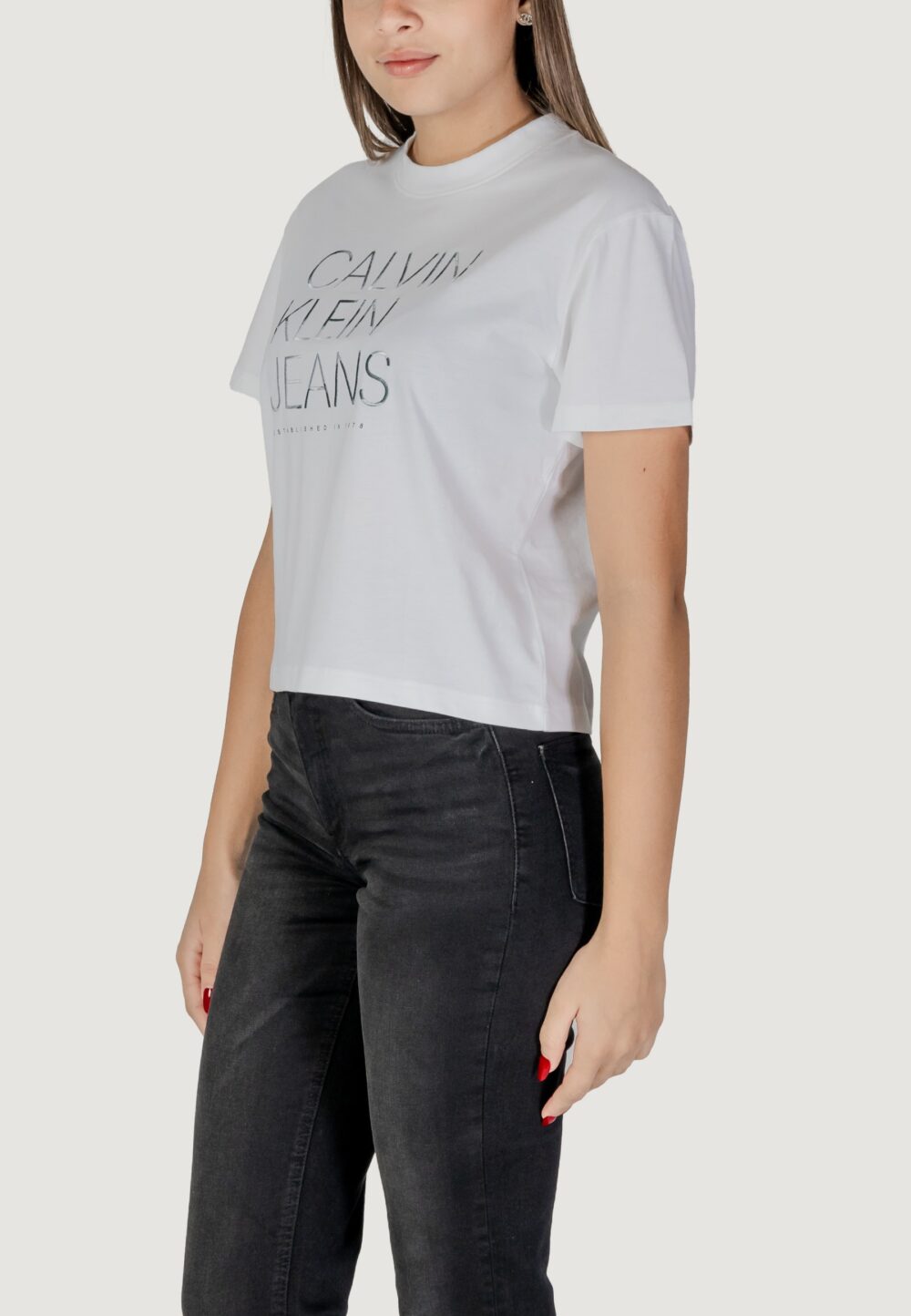 T-shirt Calvin Klein Jeans EMBROIDERED INSTITUTIONAL Bianco - Foto 2