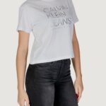 T-shirt Calvin Klein Jeans EMBROIDERED INSTITUTIONAL Bianco - Foto 3