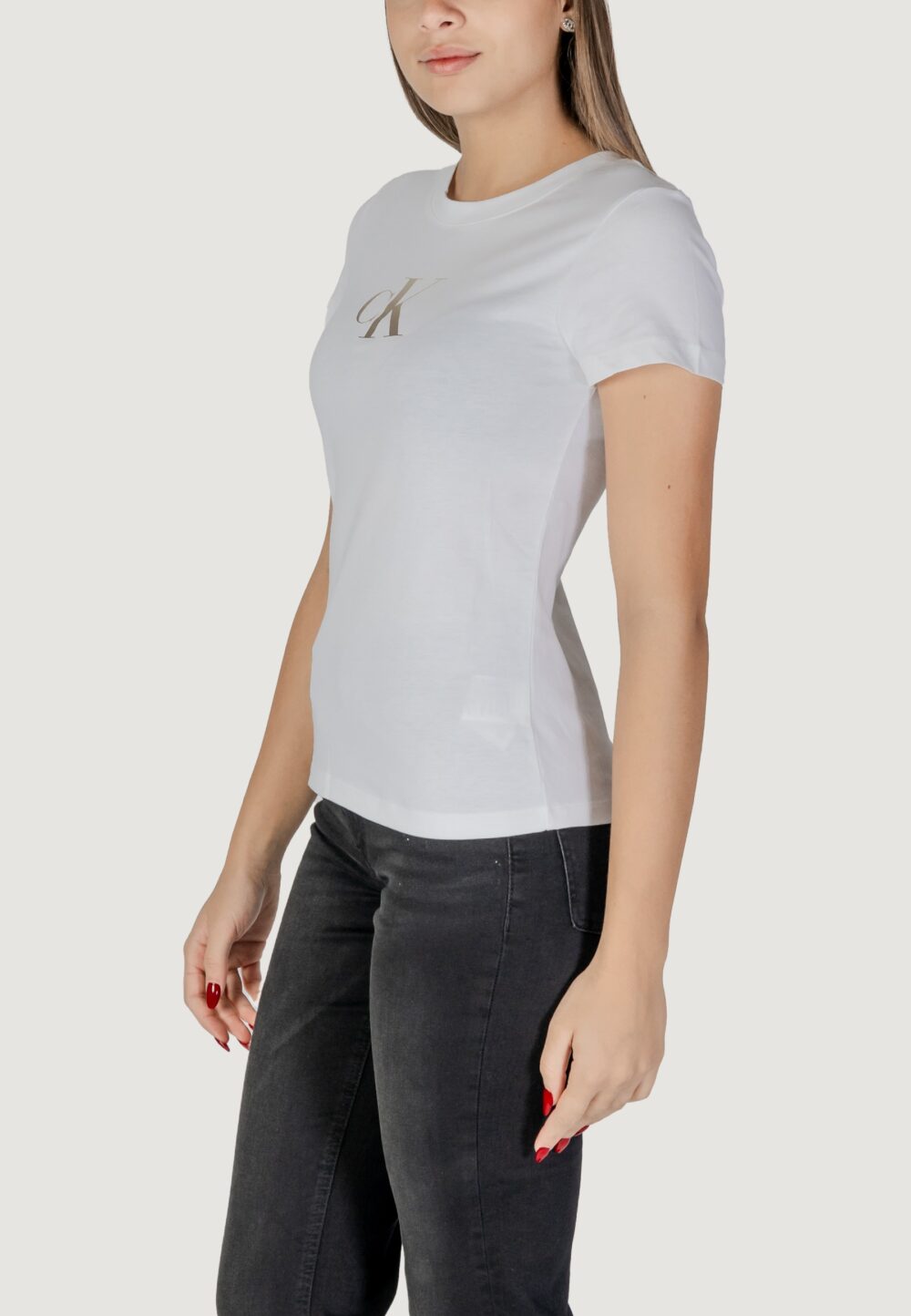 T-shirt Calvin Klein Jeans GRADIENT CK TEE Bianco - Foto 2