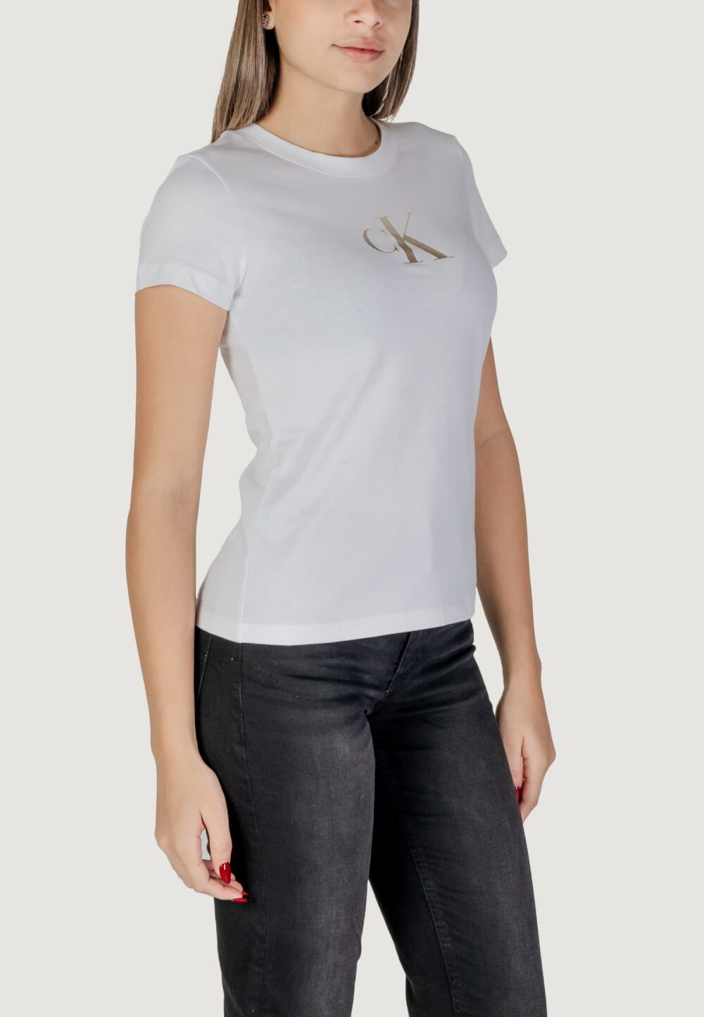 T-shirt Calvin Klein Jeans GRADIENT CK TEE Bianco - Foto 3