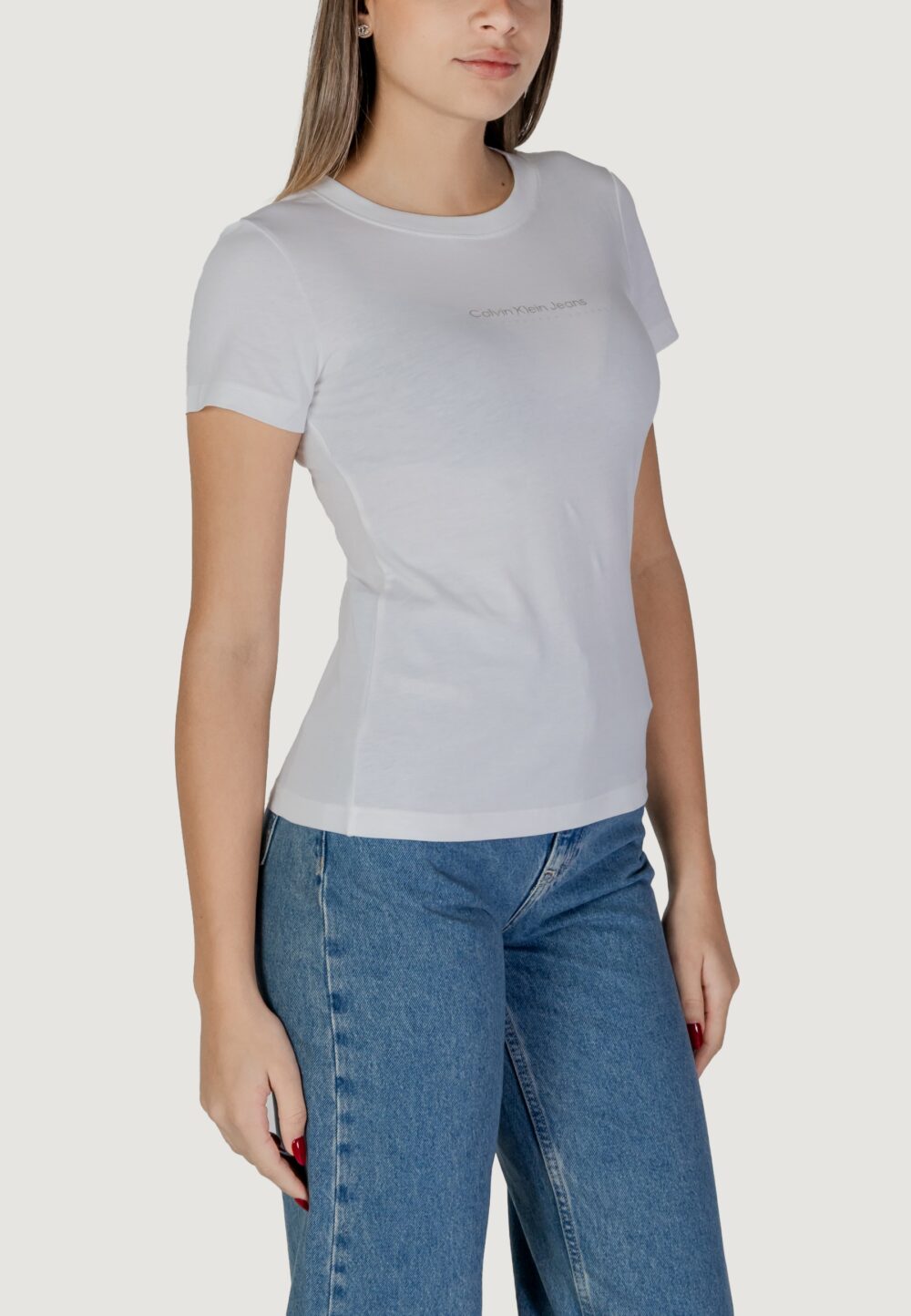 T-shirt Calvin Klein Jeans INSTITUTIONAL GRAPHIC Bianco - Foto 3