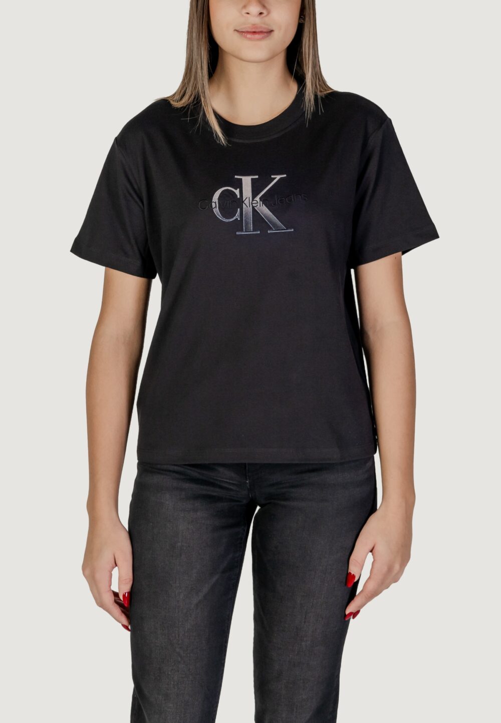 T-shirt Calvin Klein Jeans EMBROIDERED MONOLOGO Nero - Foto 1