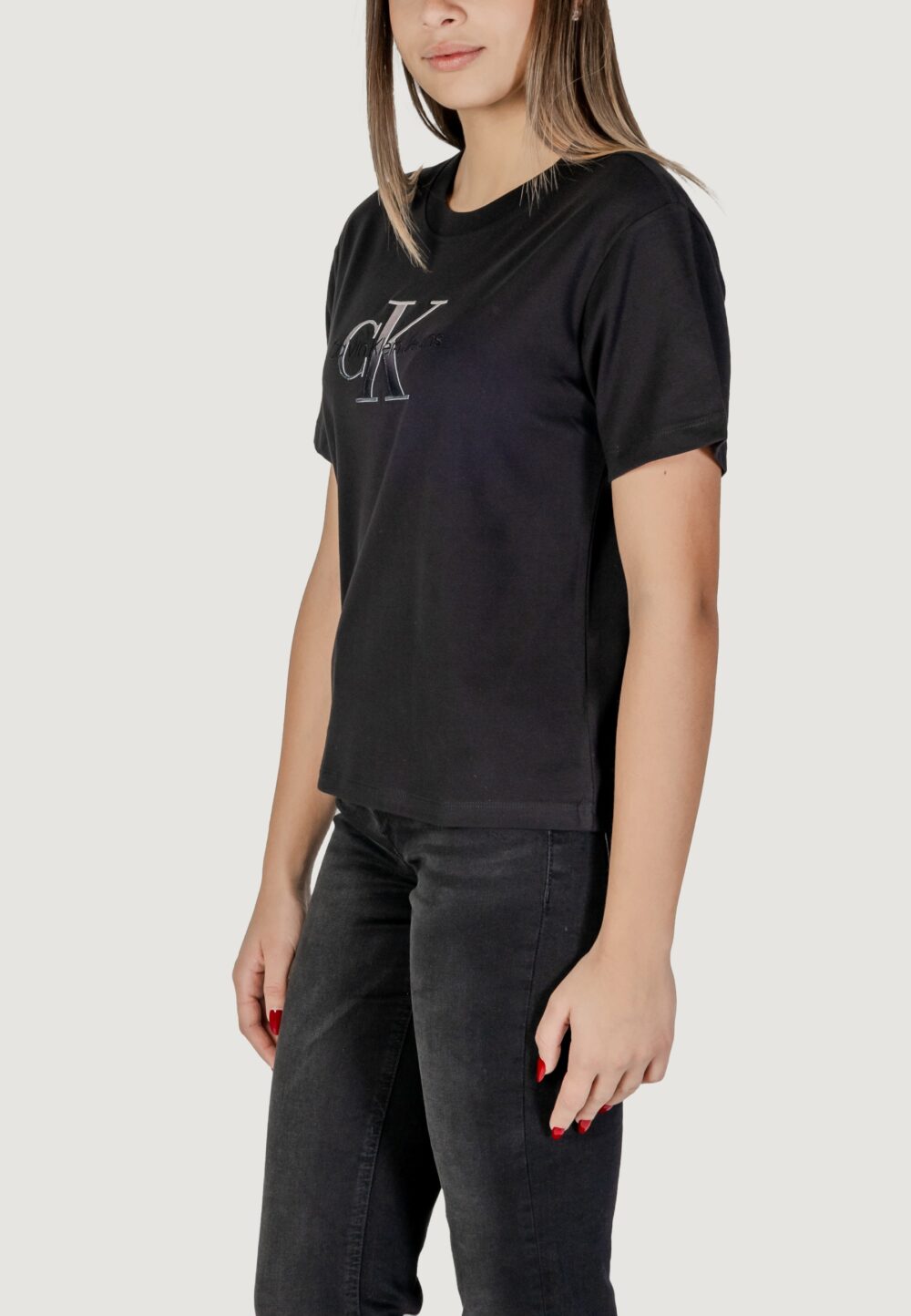 T-shirt Calvin Klein Jeans EMBROIDERED MONOLOGO Nero - Foto 2