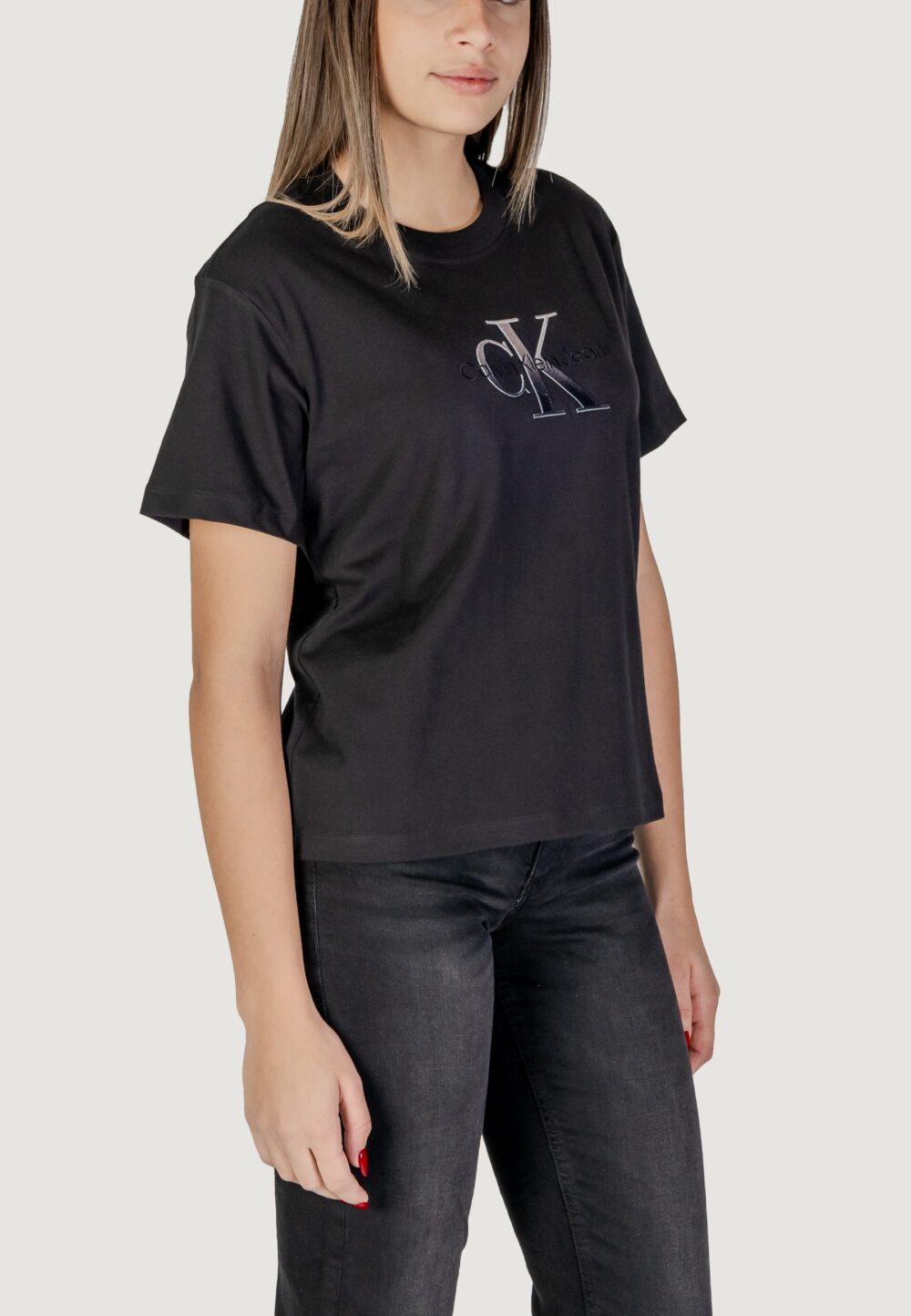 T-shirt Calvin Klein Jeans EMBROIDERED MONOLOGO Nero - Foto 3