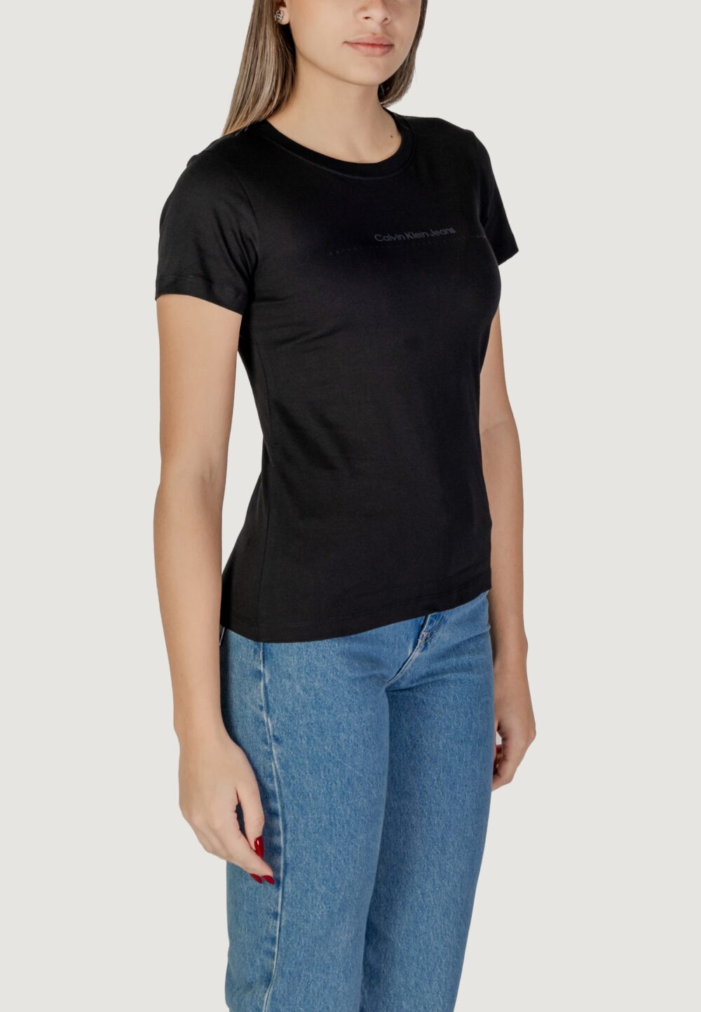 T-shirt Calvin Klein Jeans INSTITUTIONAL GRAPHIC Nero - Foto 3