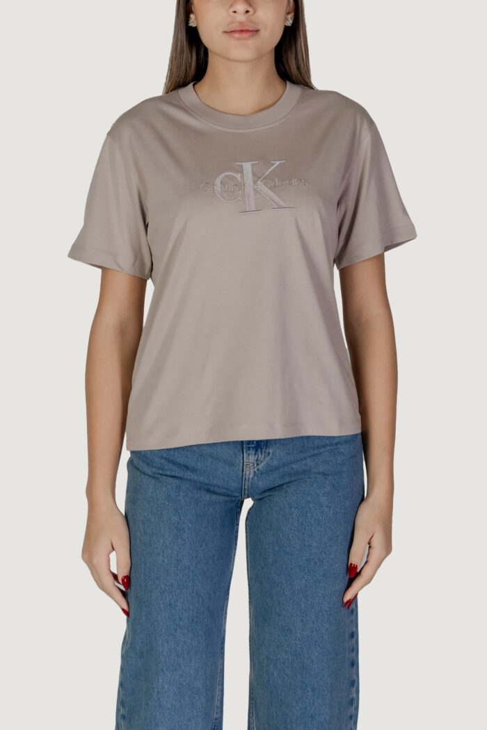 T-shirt Calvin Klein EMBROIDERED MONOLOGO Piumice Stone