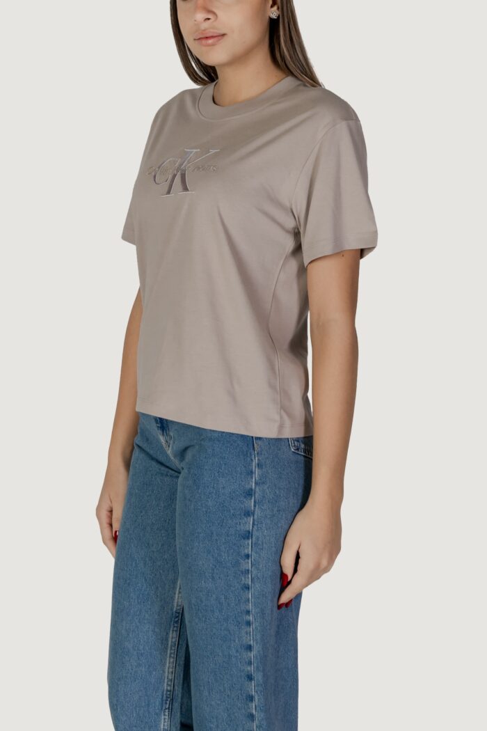 T-shirt Calvin Klein EMBROIDERED MONOLOGO Piumice Stone