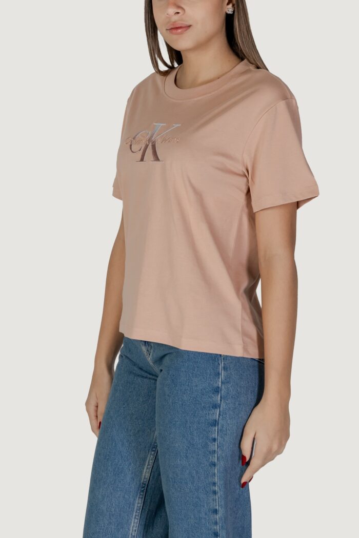 T-shirt Calvin Klein EMBROIDERED MONOLOGO Rosa Antico