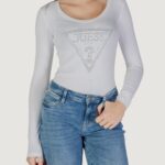 T-shirt Guess LS CN SHINY TRIANGLE Bianco - Foto 1