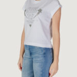 T-shirt Guess SS CN SLEEVES STRASS Bianco - Foto 2