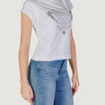 T-shirt Guess SS CN SLEEVES STRASS Bianco - Foto 3