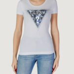 T-shirt Guess SS CN TRIANGLE FLOWER Bianco - Foto 1