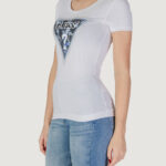 T-shirt Guess SS CN TRIANGLE FLOWER Bianco - Foto 2