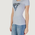 T-shirt Guess SS CN TRIANGLE FLOWER Celeste - Foto 2