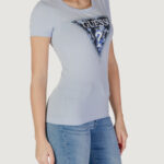 T-shirt Guess SS CN TRIANGLE FLOWER Celeste - Foto 3