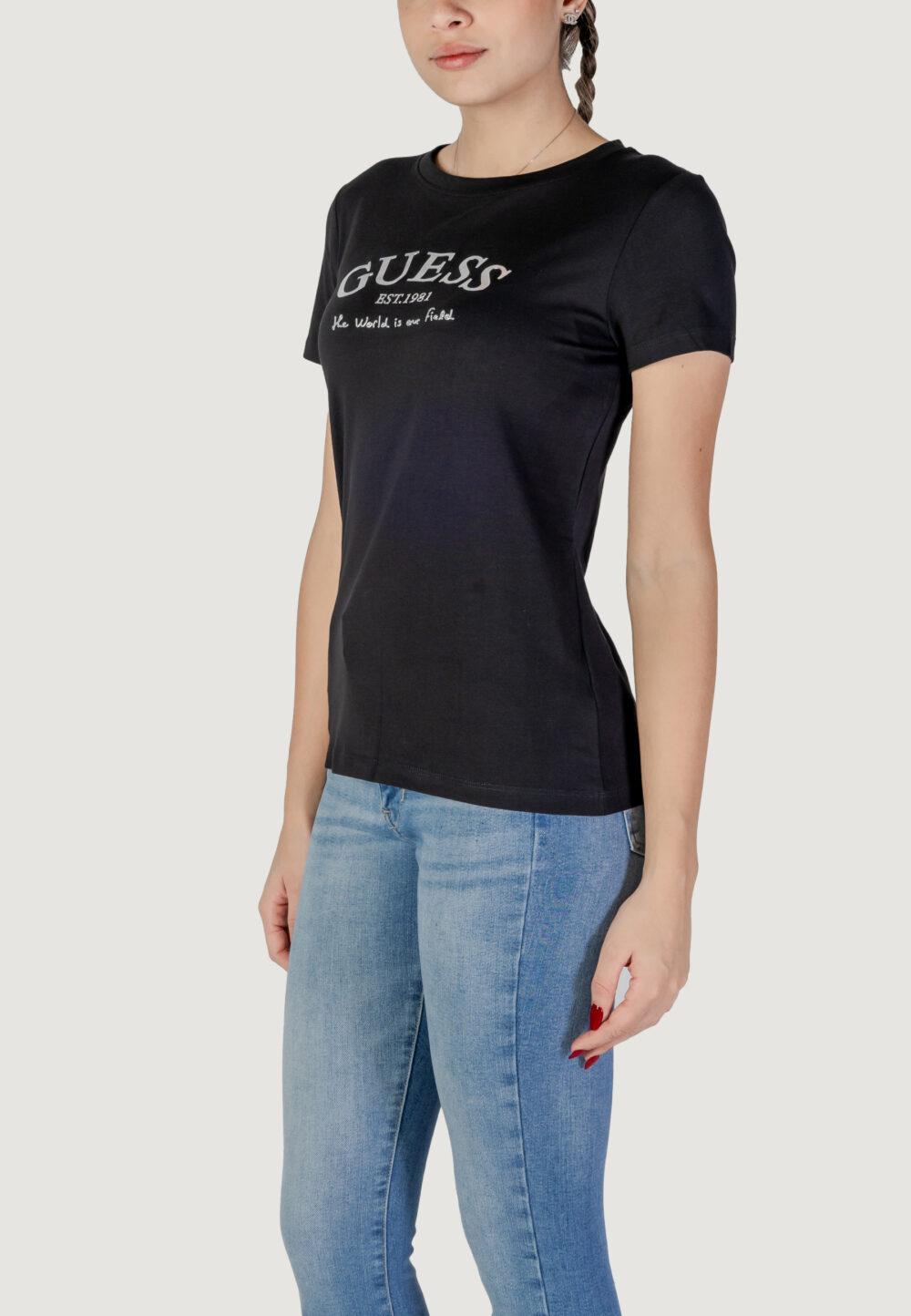 T-shirt Guess MARGOT SS Nero - Foto 2