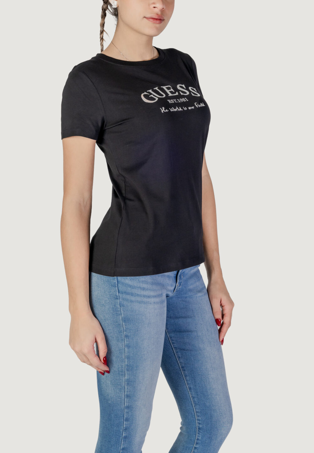 T-shirt Guess MARGOT SS Nero - Foto 3