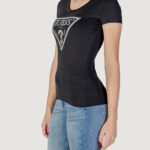 T-shirt Guess SS CN SHINY TRIANGLE Nero - Foto 2