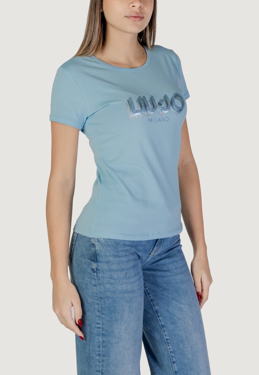 T-shirt Liu-Jo ECS MODA M/C Celeste - Foto 3