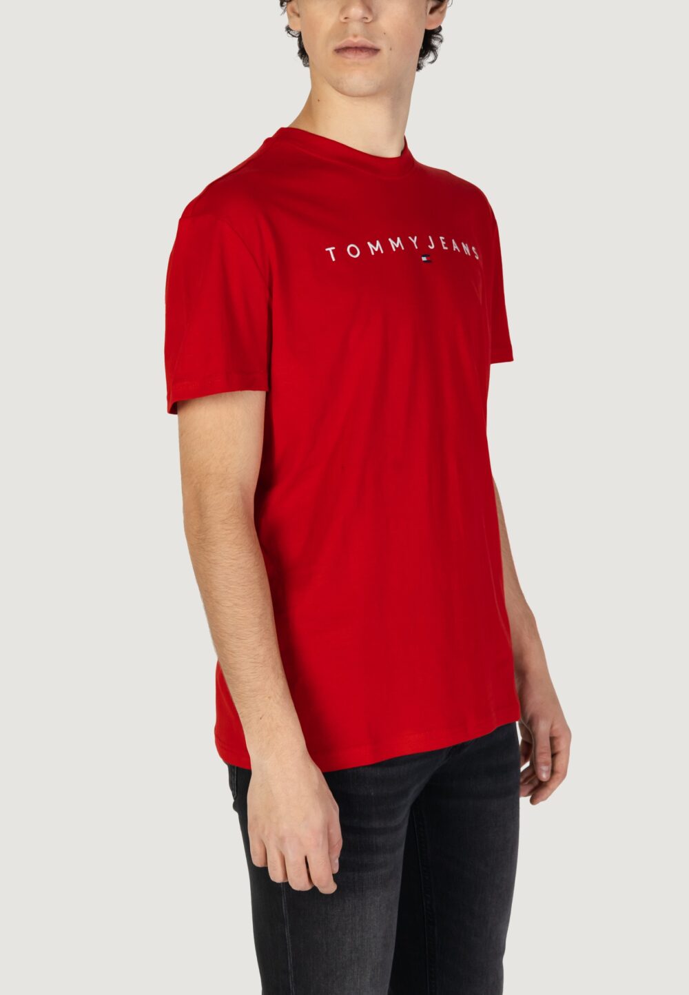 T-shirt Tommy Hilfiger Jeans TJM REG LINEAR LOGO Rosso - Foto 4