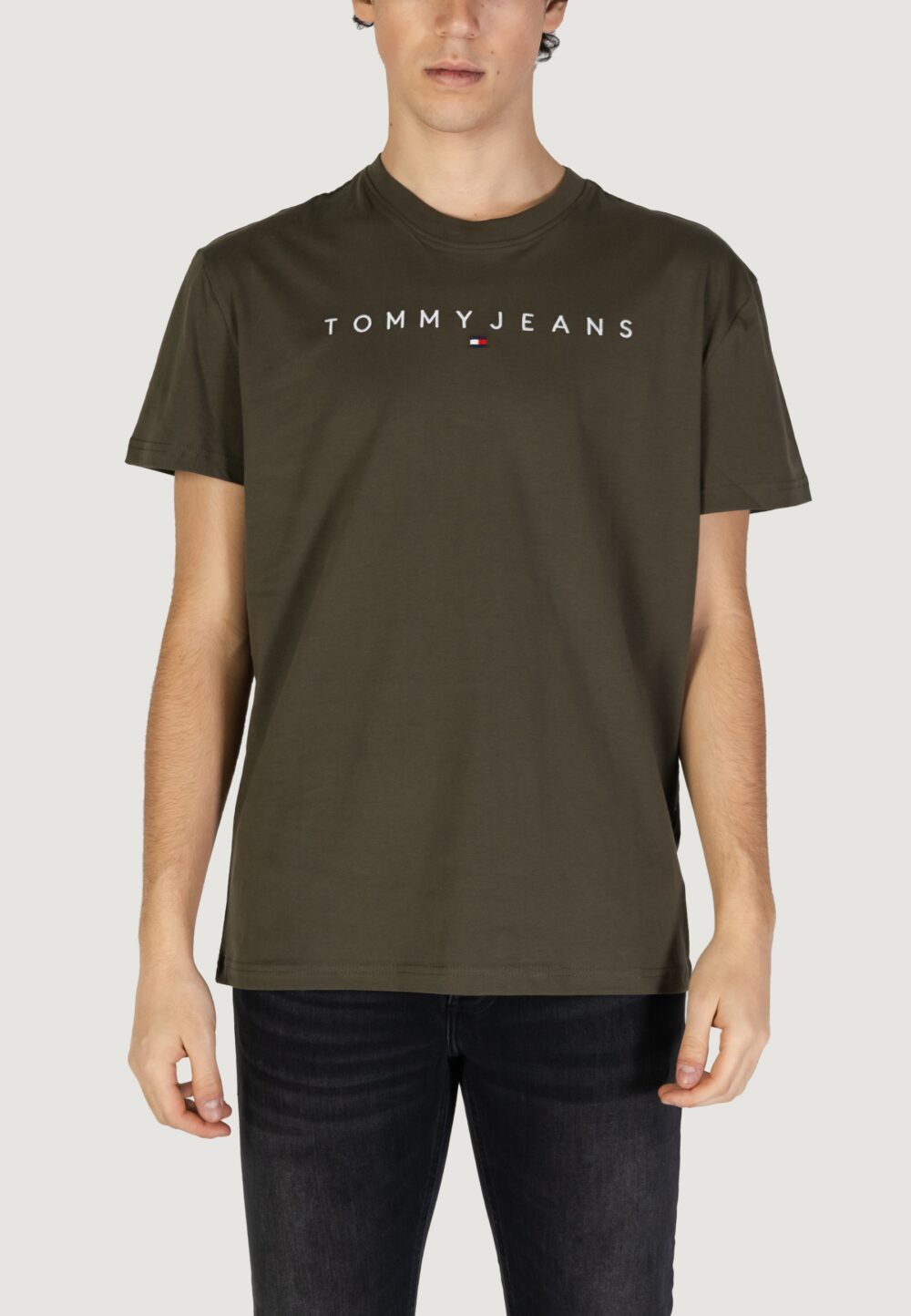 T-shirt Tommy Hilfiger Jeans TJM REG LINEAR LOGO Verde - Foto 1