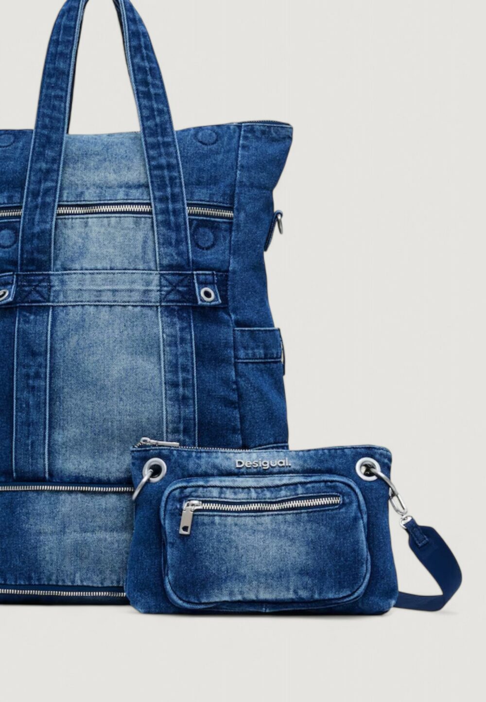 Borsa Desigual BACK MODULAR 25 DENIM VOYAGER Denim - Foto 3