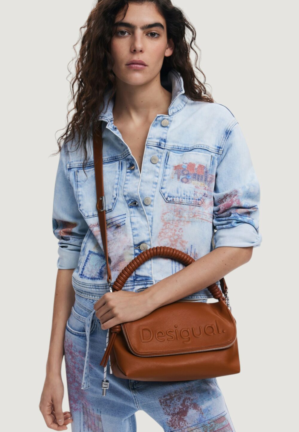 Borsa Desigual BAG HALF VENECIA Cuoio - Foto 4