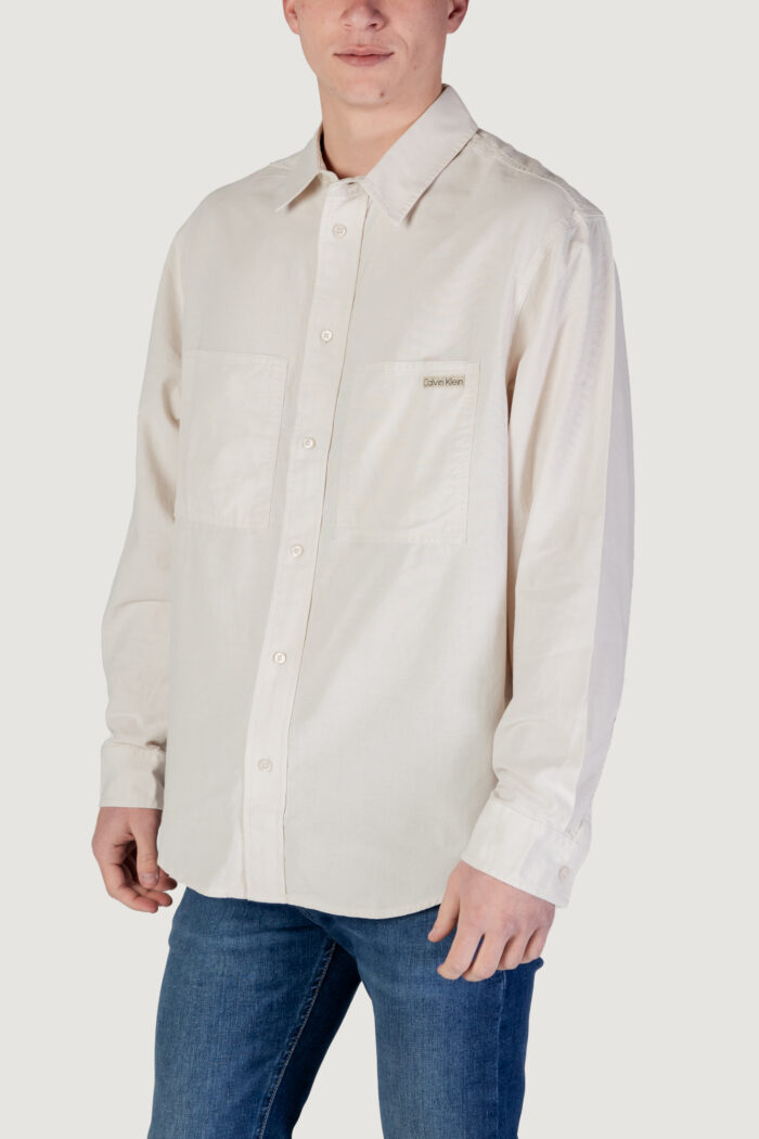 Camicia manica lunga Calvin Klein CHAMBRAY Beige chiaro