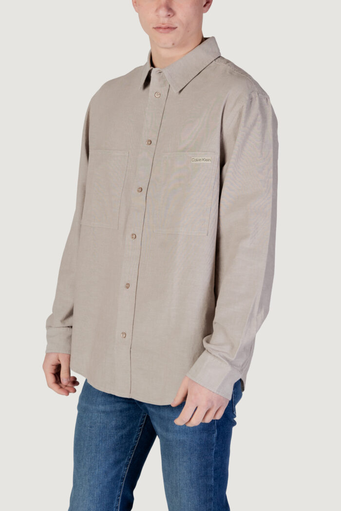 Camicia manica lunga Calvin Klein CHAMBRAY Taupe