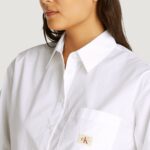 Camicia manica lunga Calvin Klein Jeans WOVEN LABEL CROPPED Bianco - Foto 5